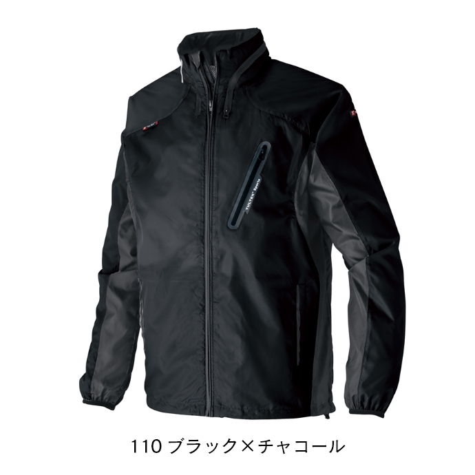 フードインジャケット（ブラック×チャコール）男女兼用  軽撥水  防風  総裏メッシュ AZ-10301　アイトス
