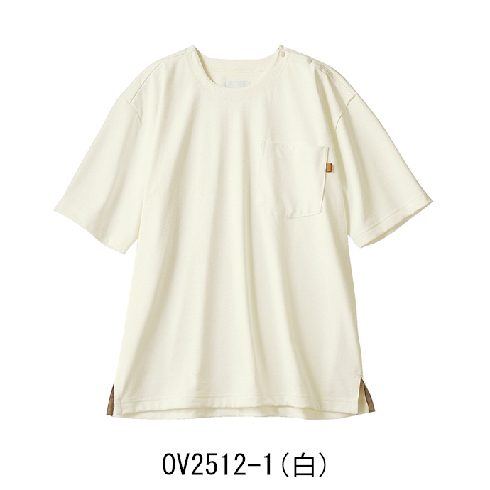ワイドTシャツ（白）半袖　制菌　吸汗速乾　形態安定　男女兼用　OV2512-1 住商モンブラン