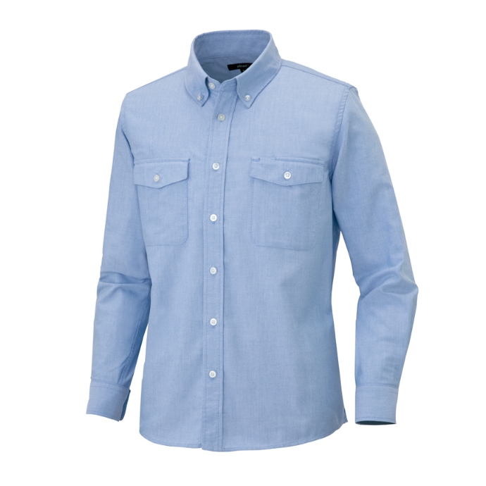 長袖オックスボタンダウンシャツ（両ポケットフラップ付）（男女兼用）イージーケア　AZ-7880　アイトス